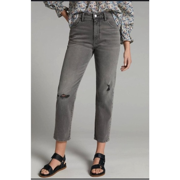 Anthropologie Pilcro The Borrowed Boyfriend Distressed Grey Jeans sz 26